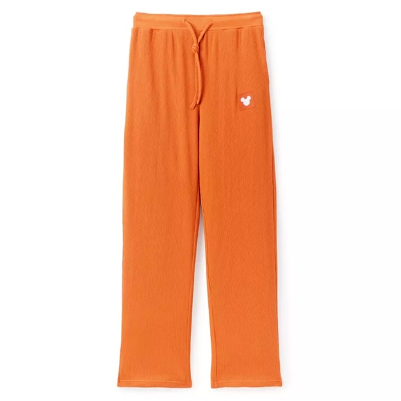 Mickey Mouse Icon Waffle Lounge Pants for Women – Orange